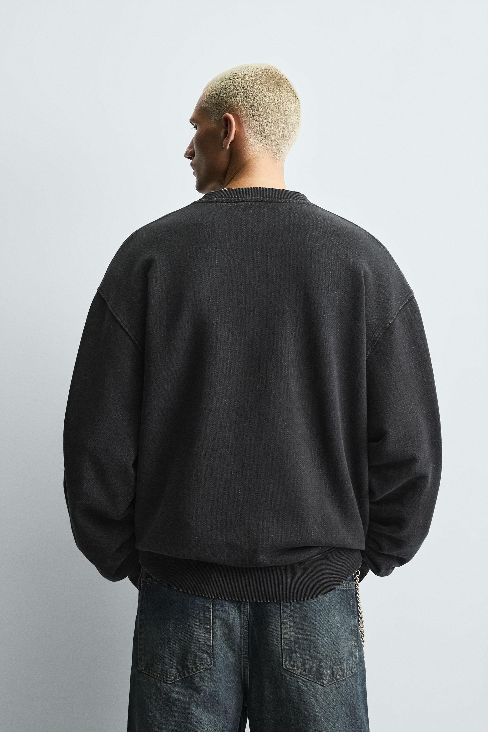 WASHED HERRINGBONE EFFECT SWEATSHIRT